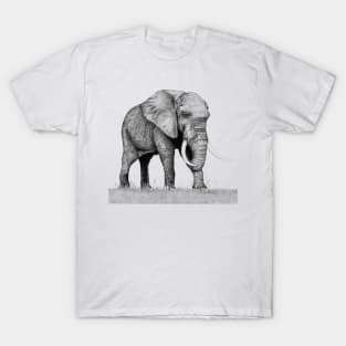 Elephant Ink Pen Stippling Drawing T-Shirt